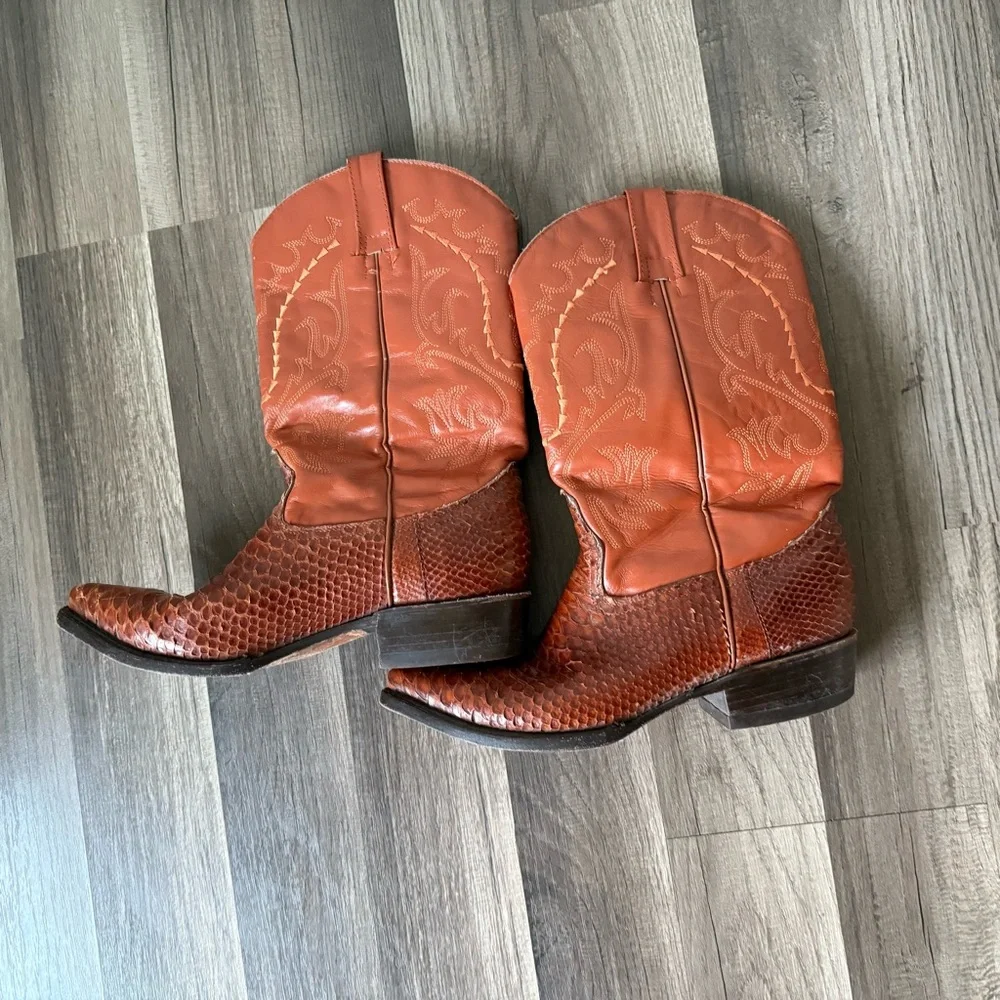 Men's Western Leather Boots - Rich Brown - Picture 8 of 13